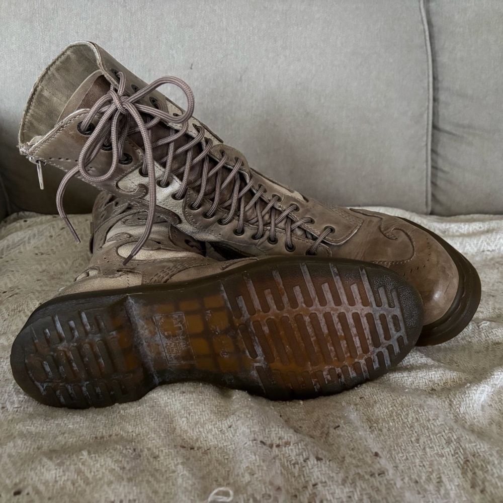 Dr. Martens Taupe Lace-Up Combat Boots - Picture 9 of 16